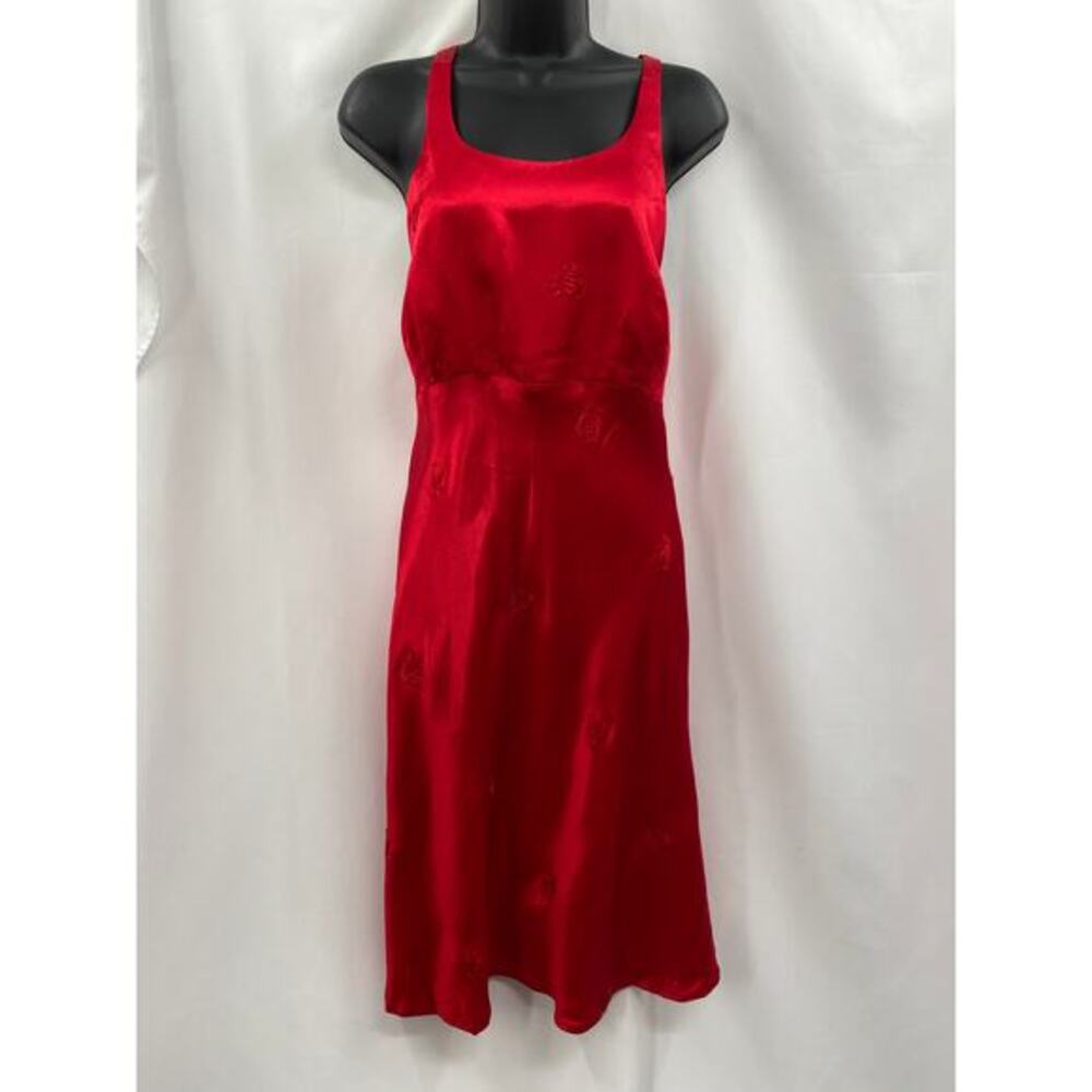 vintage 90's rampage red satin embroidered backless dressā - Picture 4 of 6